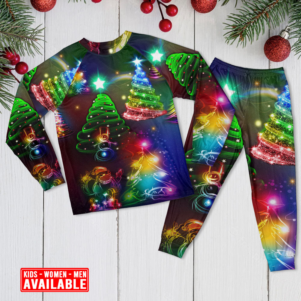 Christmas Tree Joyful Holiday Wishes Long Sleeve Pajamas Set For Christmas Mornings And Relaxed Lounging
