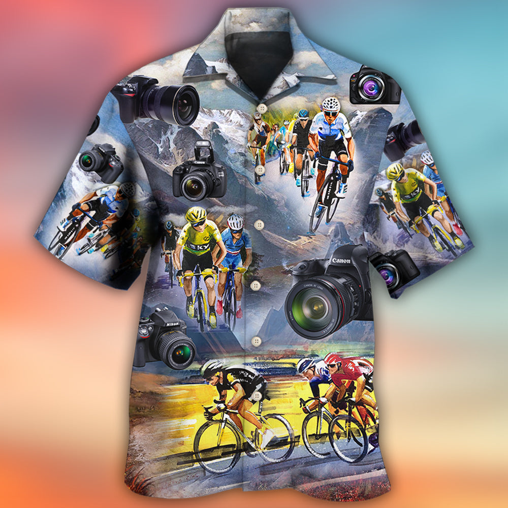 Cycling Photography Mountain Hawaiian Shirt Pattern Detail For Warm Weather Events