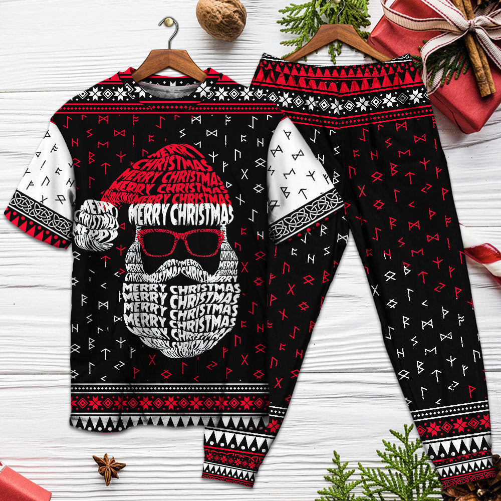 Retro Nordic Santa Christmas Short Sleeve Pajamas Set For Christmas Mornings And Relaxed Lounging