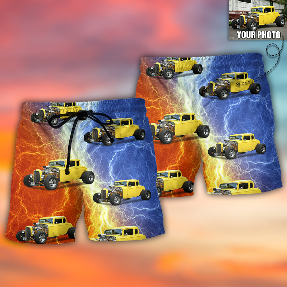 Hot Rod Lover Various Style Personalized Photo Beach Shorts For Outdoor Adventures And Thoughtful Seasonal Gifts