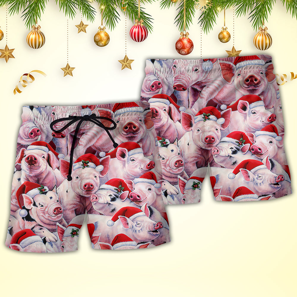 Funny Christmas Piggies Holiday Beach Shorts For Tropical Getaways And Weekend Adventures