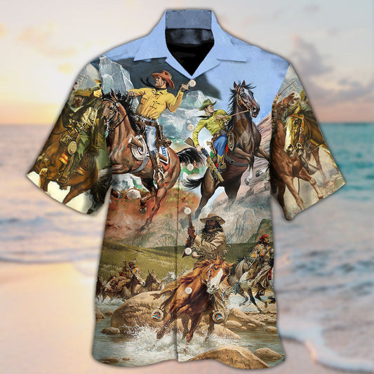 Riding Horse Hawaiian Shirt Resort Outfit View For Coastal Travel