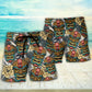 Tiki Tribal Mask Tropical Leaves Beach Shorts Artwork Detail For Tropical Travel And Everyday Wear