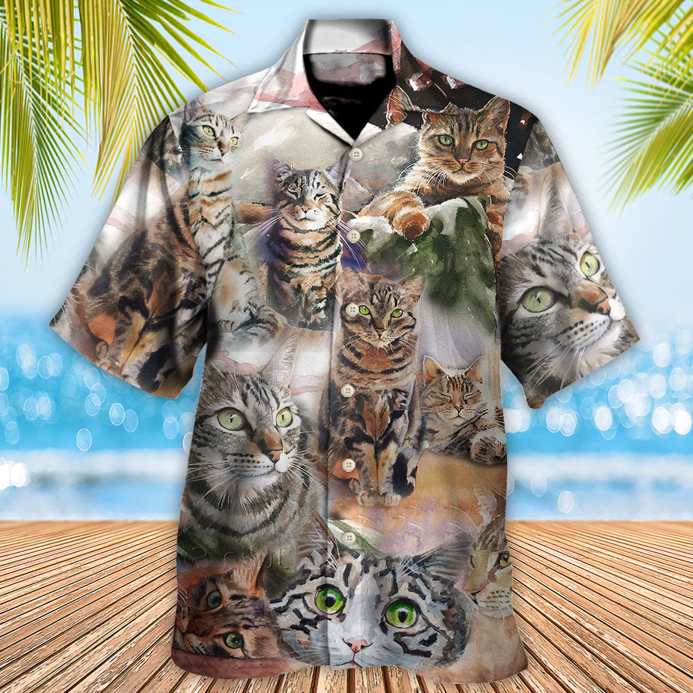 Cat Tabby Daily Portrait Hawaiian Shirt Design View For Casual Summer Styling