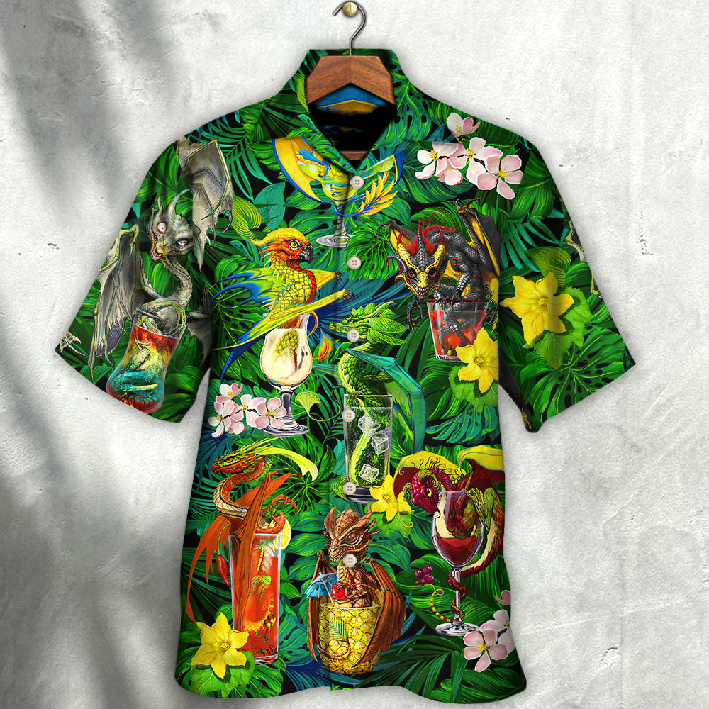 Tropical Dragon Cocktail Summer Hawaiian Shirt For Vacation Days And Relaxed Coastal Outings