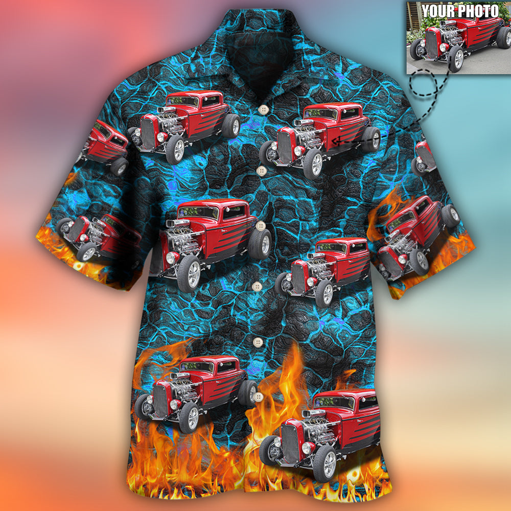 Hot Rod Various Custom Photo Hawaiian Shirt Design View For Casual Summer Styling