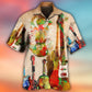 Abstract Colorful Guitar Music Hawaiian Shirt Pattern Detail For Weekend Trips