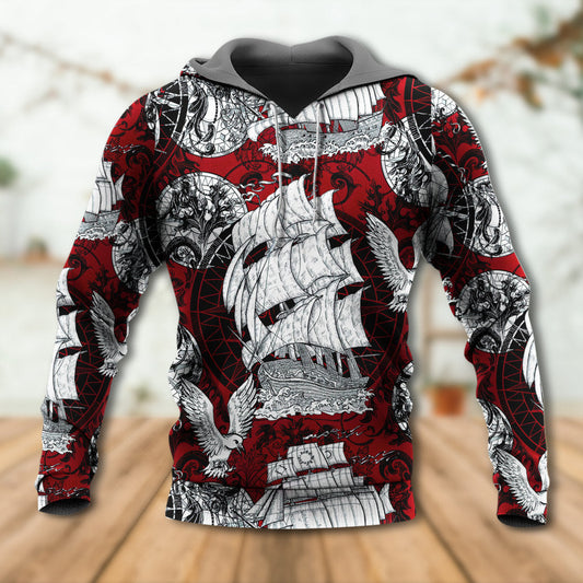 Vintage Sailing Ship Anchor Hoodie For Everyday Wear Outdoor Adventures And Comfortable Style