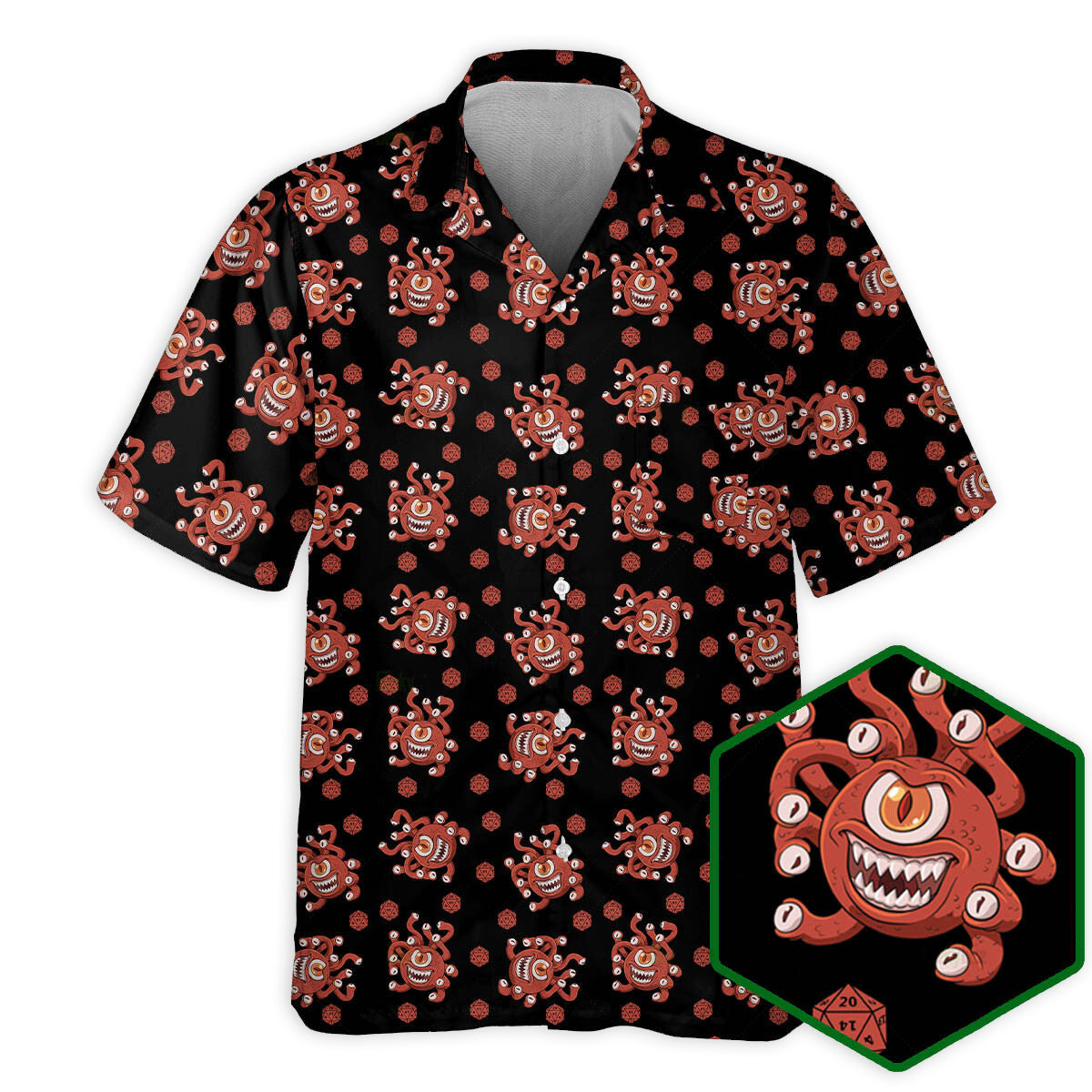 Fantasy Role Eye Monster Hawaiian Shirt Collar And Front View For Thoughtful Gifting