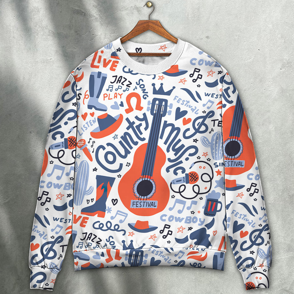 Guitar Country Music Festival Sweater For Holidays Parties And Comfortable Everyday Wear