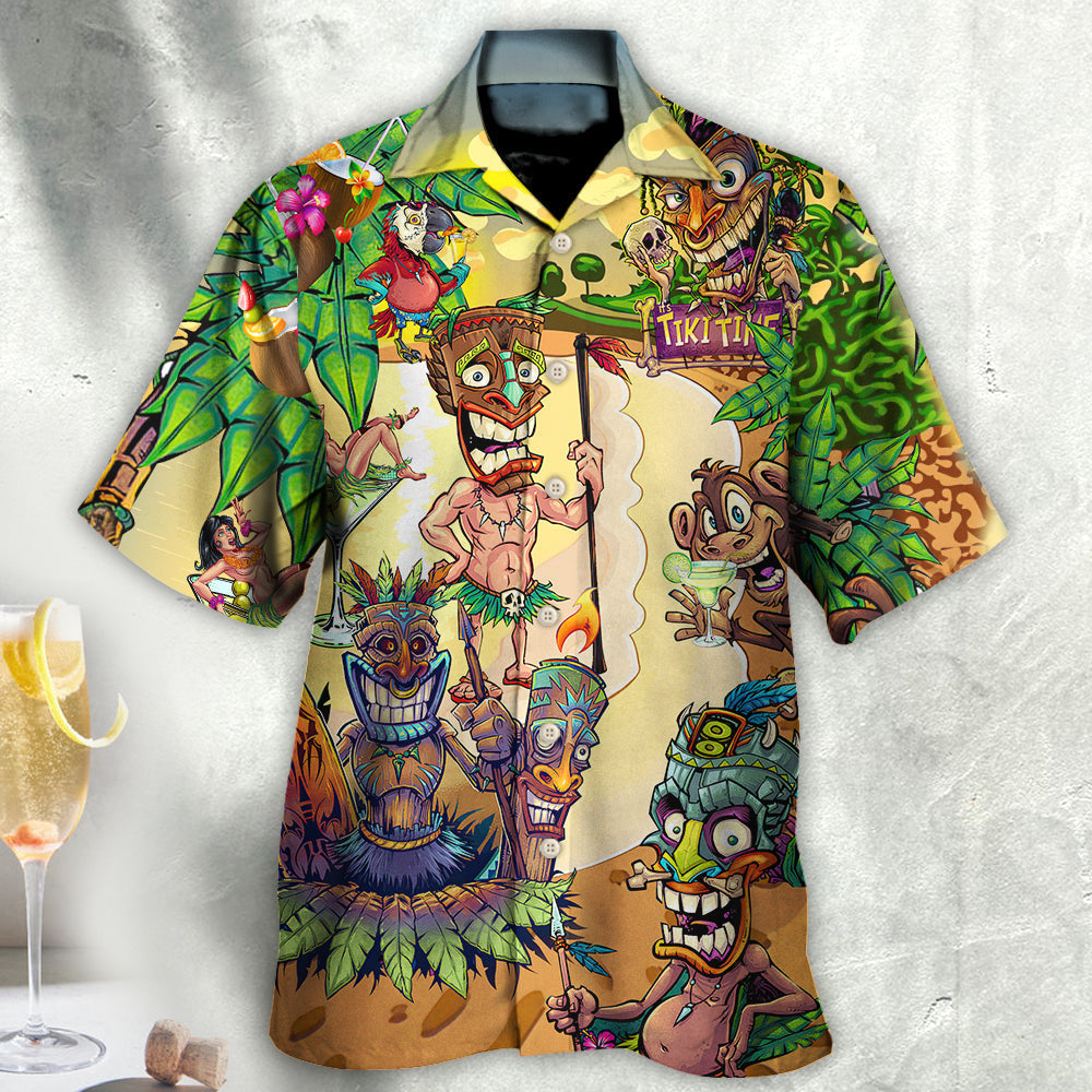 Cocktail Tiki Bar Summer Beach Hawaiian Shirt Pattern View For Lightweight Everyday Style