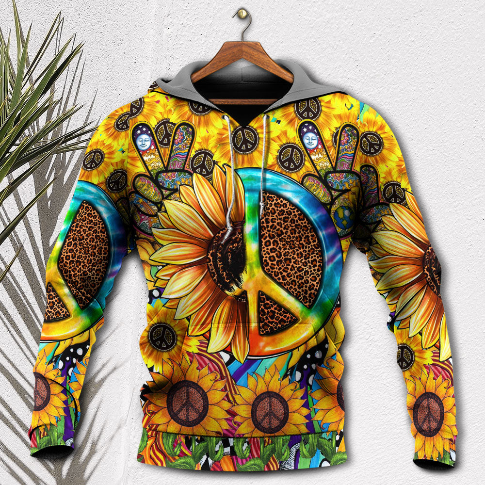 Hippie Sunflowers Peace Sign Hoodie For Colorful Outings Music Events And Everyday Style