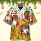 Christmas Santa Hawaiian Shirt Fabric Pattern Detail For Warm Weather Events