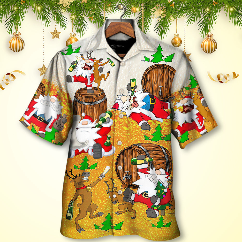 Christmas Santa Hawaiian Shirt Fabric Pattern Detail For Warm Weather Events