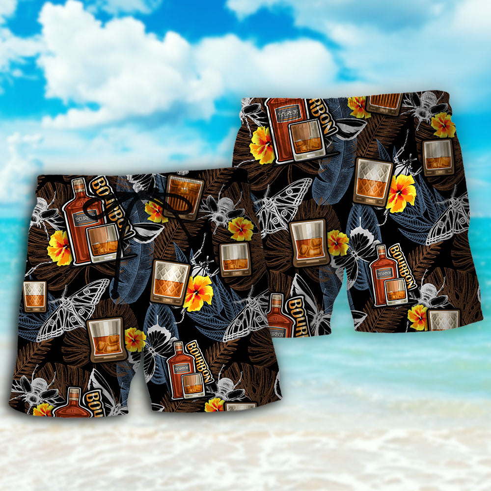 Bourbon Butterfly Tropical Beach Shorts Pattern Detail For Holiday Travel And Everyday Comfort