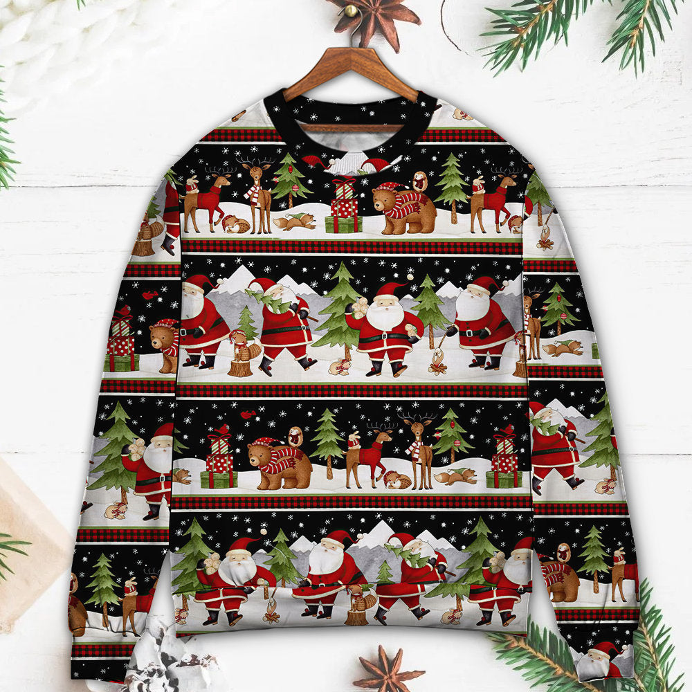 Christmas Happy Night With Santa Friends Sweater For Festive Parties Family Photos And Comfortable Seasonal Wear