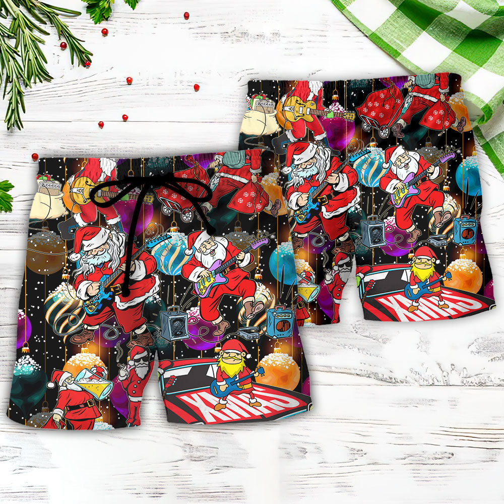 Christmas Santa Guitar Music Merry Xmas Beach Shorts For Holiday Beach Days