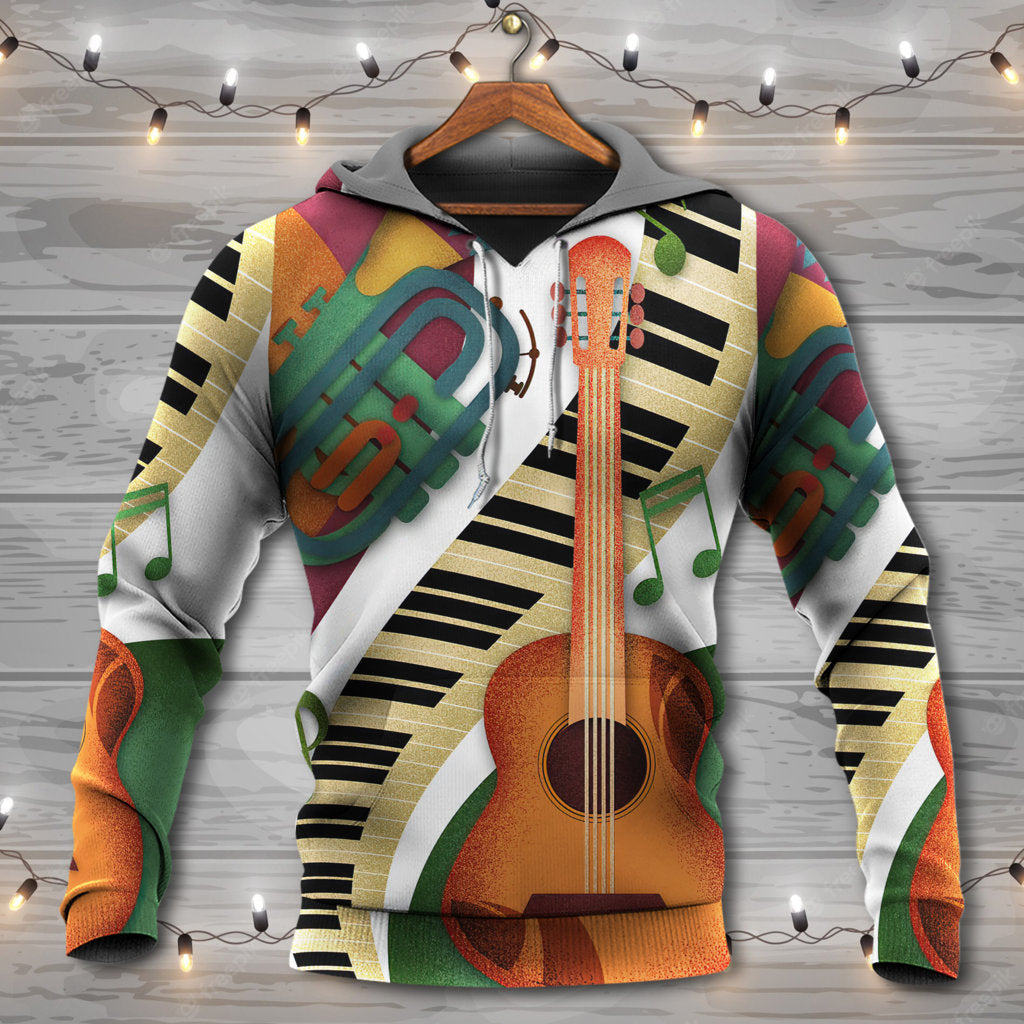 Vintage Classic Guitar Music Hoodie For Musicians Weekend Travel And Thoughtful Gift Giving