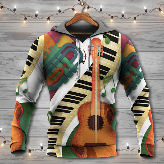 Vintage Classic Guitar Music Hoodie For Musicians Weekend Travel And Thoughtful Gift Giving