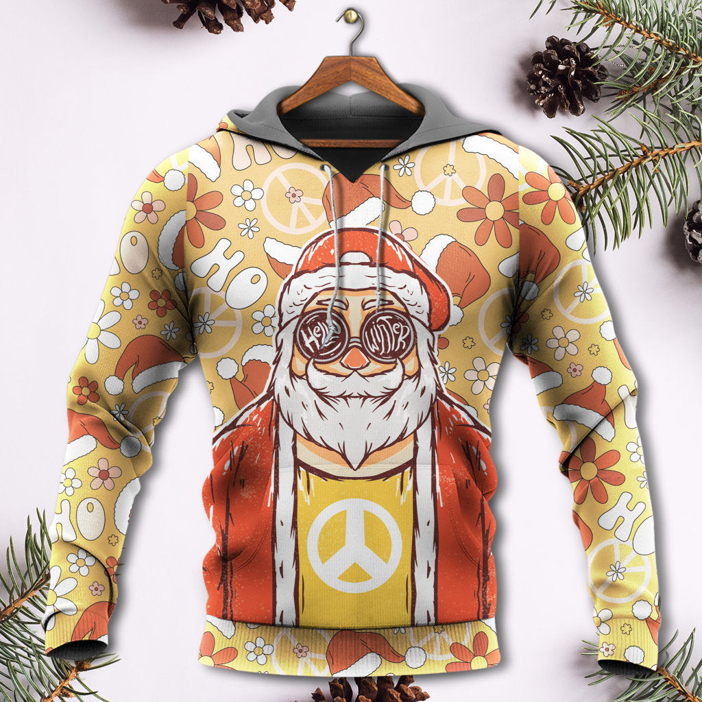 Cute Hippie Christmas Santa Groovy Hoodie For Seasonal Parties Casual Wear And Thoughtful Holiday Gifts