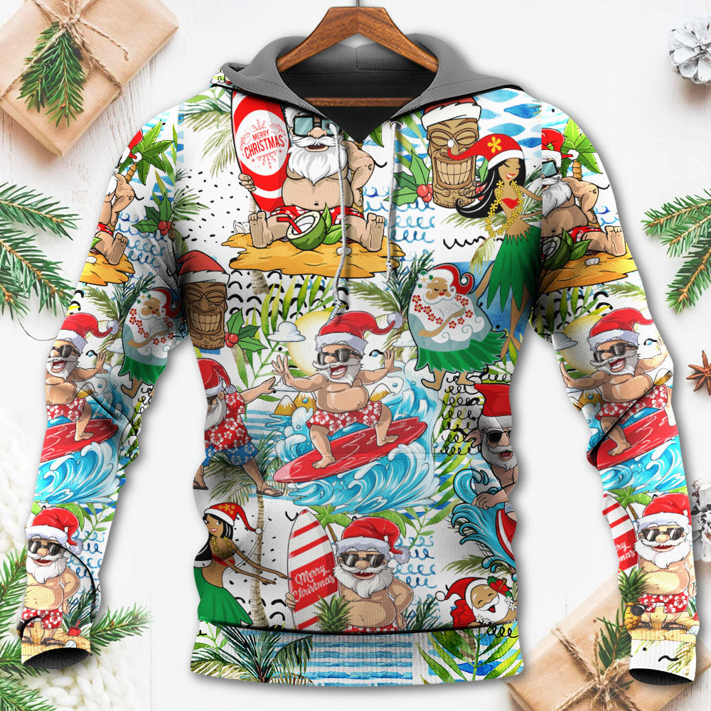 Christmas Santa Aloha Beach Vibe Hoodie For Holiday Parties Weekend Outings And Cheerful Gift Giving