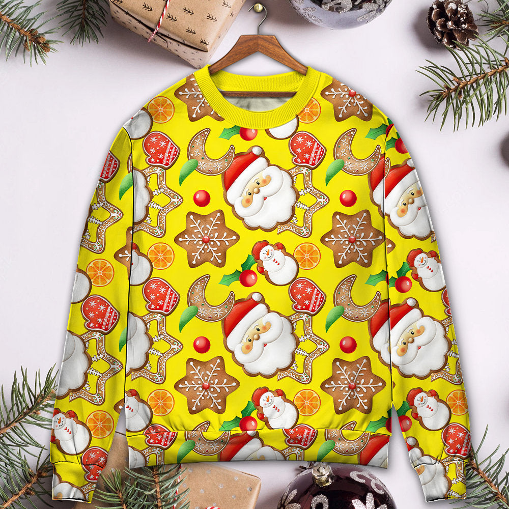 Christmas Santa Snowman Gingerbread Sweets Sweater For Festive Events Weekend Outings And Comfortable Winter Style