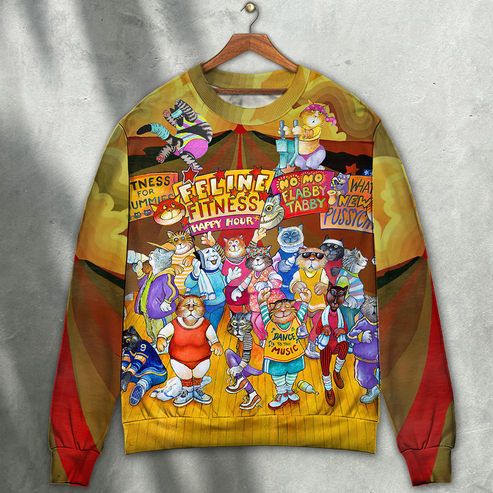 Funny Cat Aerobics Instructor Sweater For Nature Inspired Fashion Events And Relaxed Everyday Comfort