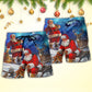 Christmas Santa Night Sky Beach Shorts Pattern View For Resort Days And Outdoor Activities