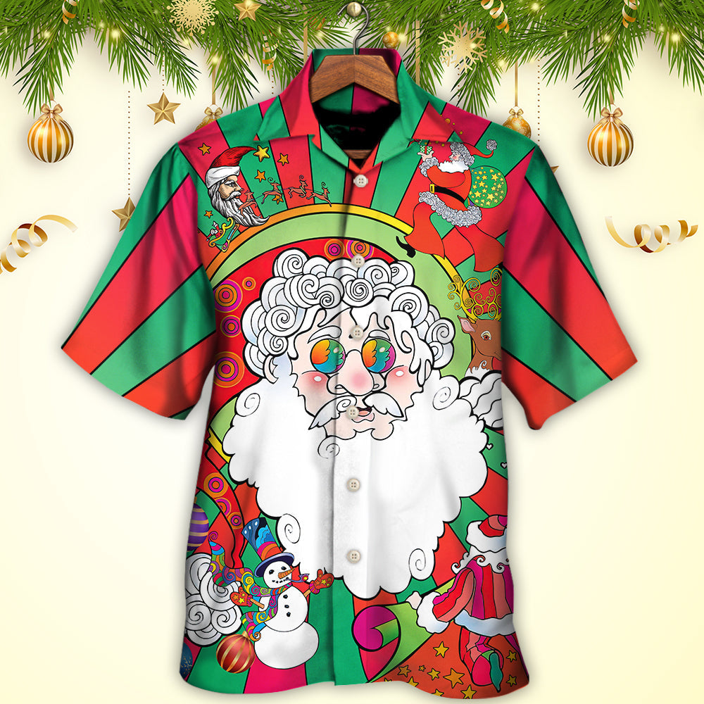 Fantasy Christmas Hippie Santa Hawaiian Shirt Design View For Warm Weather Events