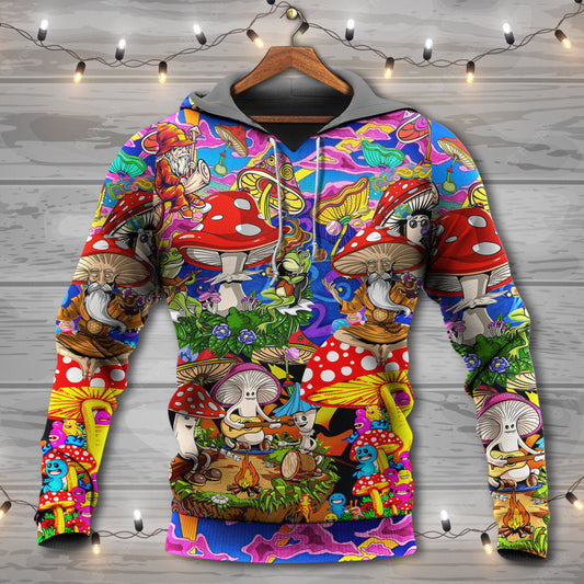 Hippie Happy Mushroom Together Hoodie For Boho Enthusiasts Seasonal Trips And Thoughtful Gifts