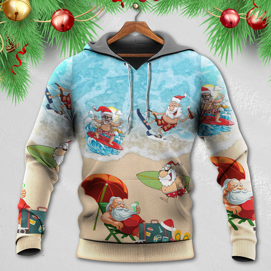 Santa Beach Christmas Fun Hoodie For Festive Days Casual Adventures And Thoughtful Seasonal Gifting