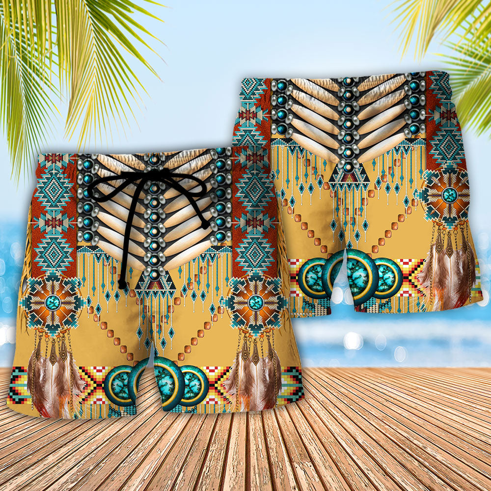 Native American Heritage Pattern Beach Shorts For Outdoor Gatherings And Comfort