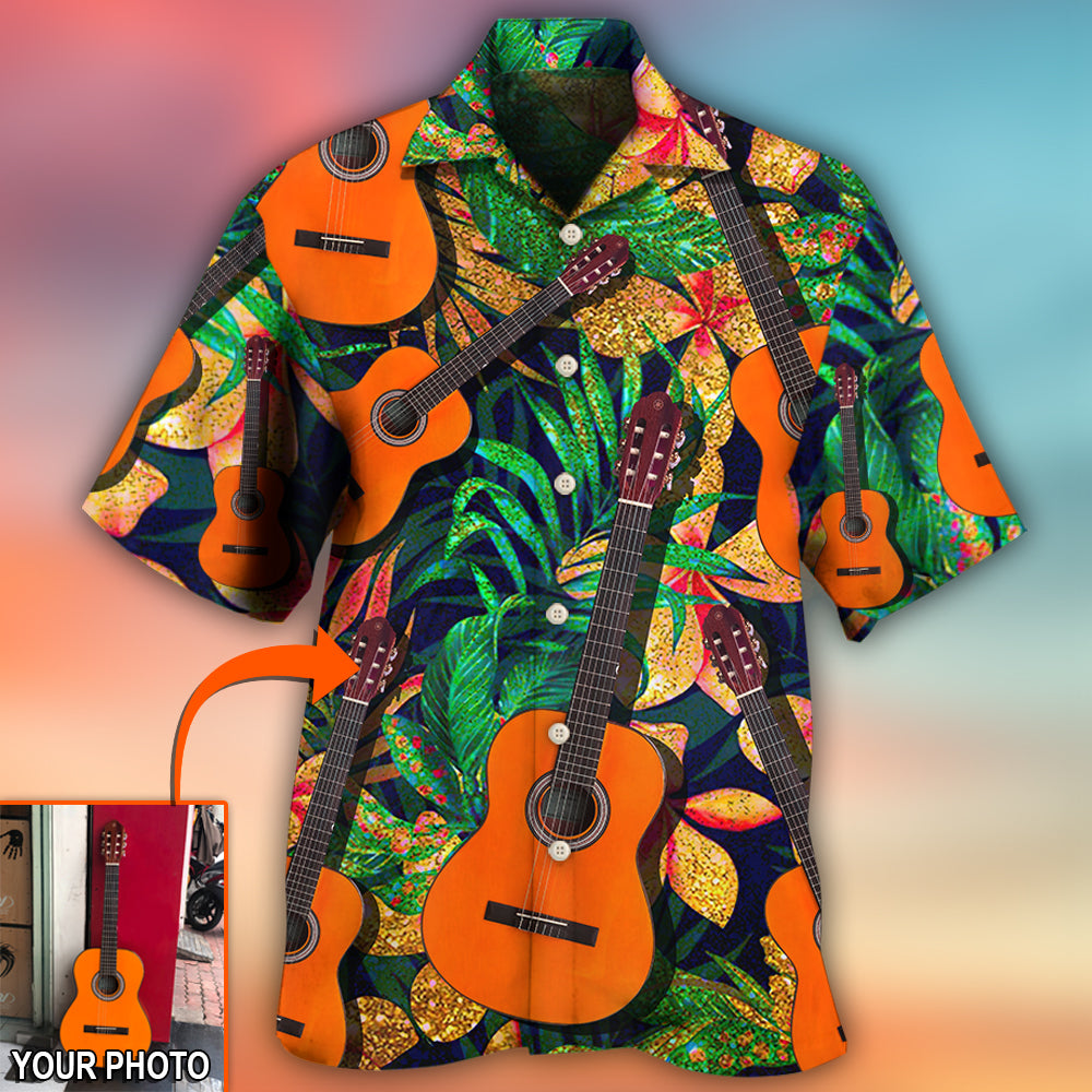 Tropical Guitar Various Custom Photo Hawaiian Shirt For Resort Getaways And Comfortable Summer Activities