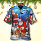 Christmas Santa Night Sky Hawaiian Shirt Artwork View For Weekend Travel And Beach Style