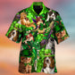 Irish Cat Patrick Green Glow Hawaiian Shirt Tropical Styling View For Casual Outings