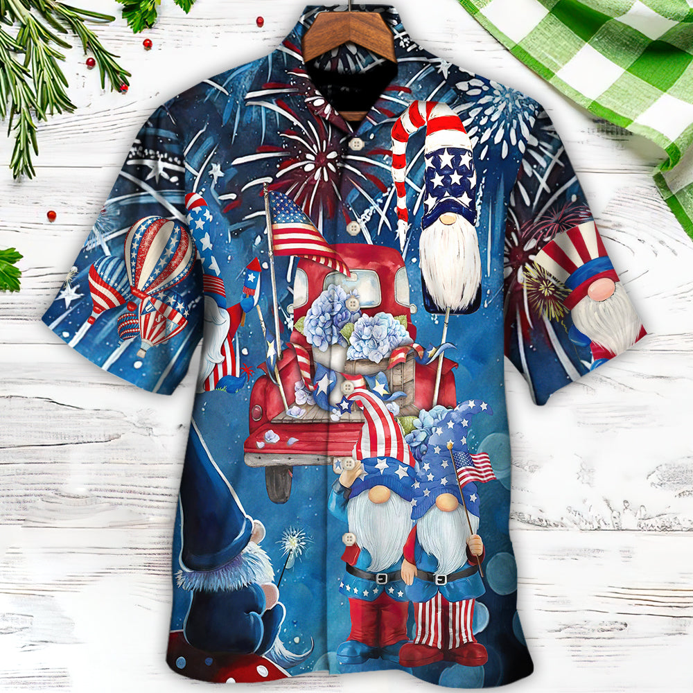 Cute Gnome July Hawaiian Shirt Fabric Pattern Detail For Beach Days