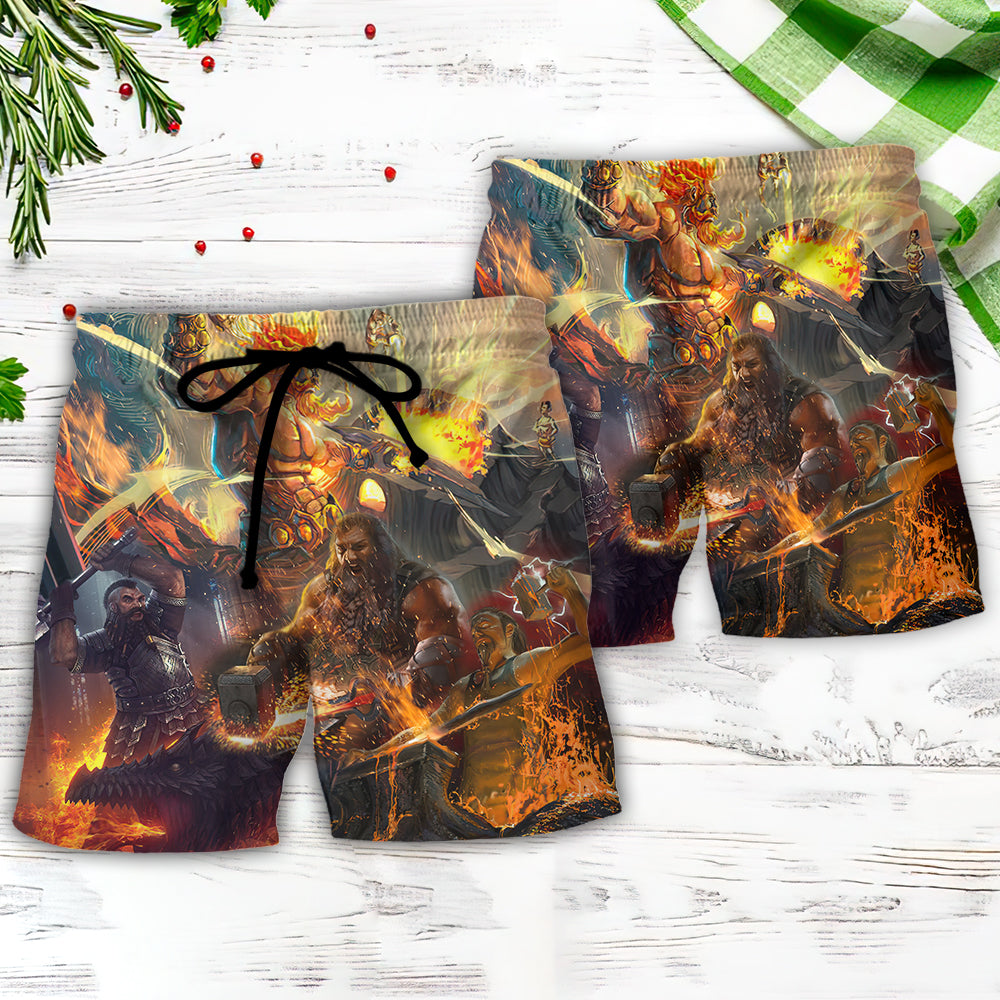 Blacksmith Craftsman Fire Beach Shorts Print Detail For Thoughtful Gift Giving