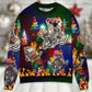 Hot Rod Christmas Tree Fire Sweater For Winter Parties Seasonal Adventures And Relaxed Everyday Styling