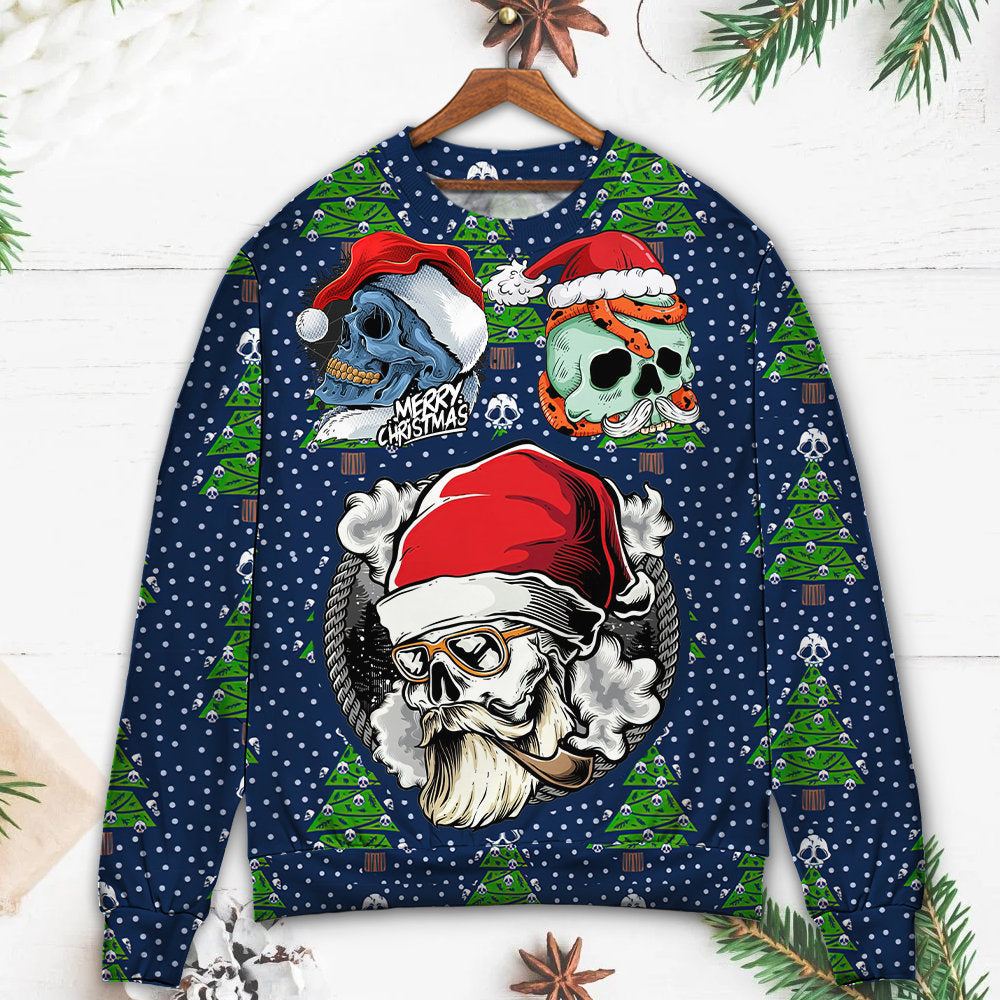Christmas Skull Santa Hat Snow Sweater For Holiday Parties Family Gatherings And Seasonal Gift Giving