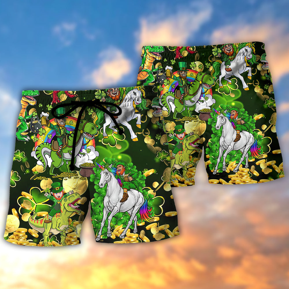 Irish Horse Saint Patrick Beer Beach Shorts Pattern Detail For Outdoor Activities And Bright Seasonal Outfits