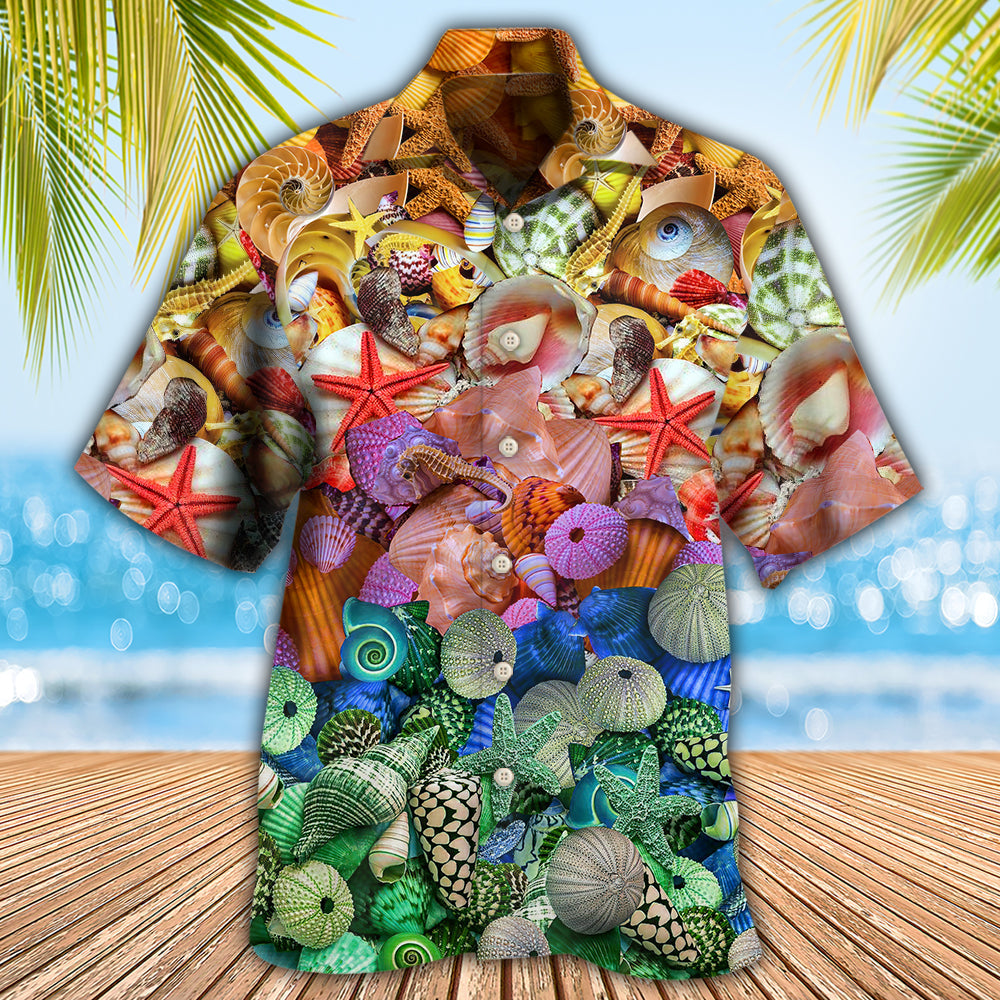 Beach Starfish Seashells Coastal Hawaiian Shirt For Resort Getaways And Comfortable Summer Activities