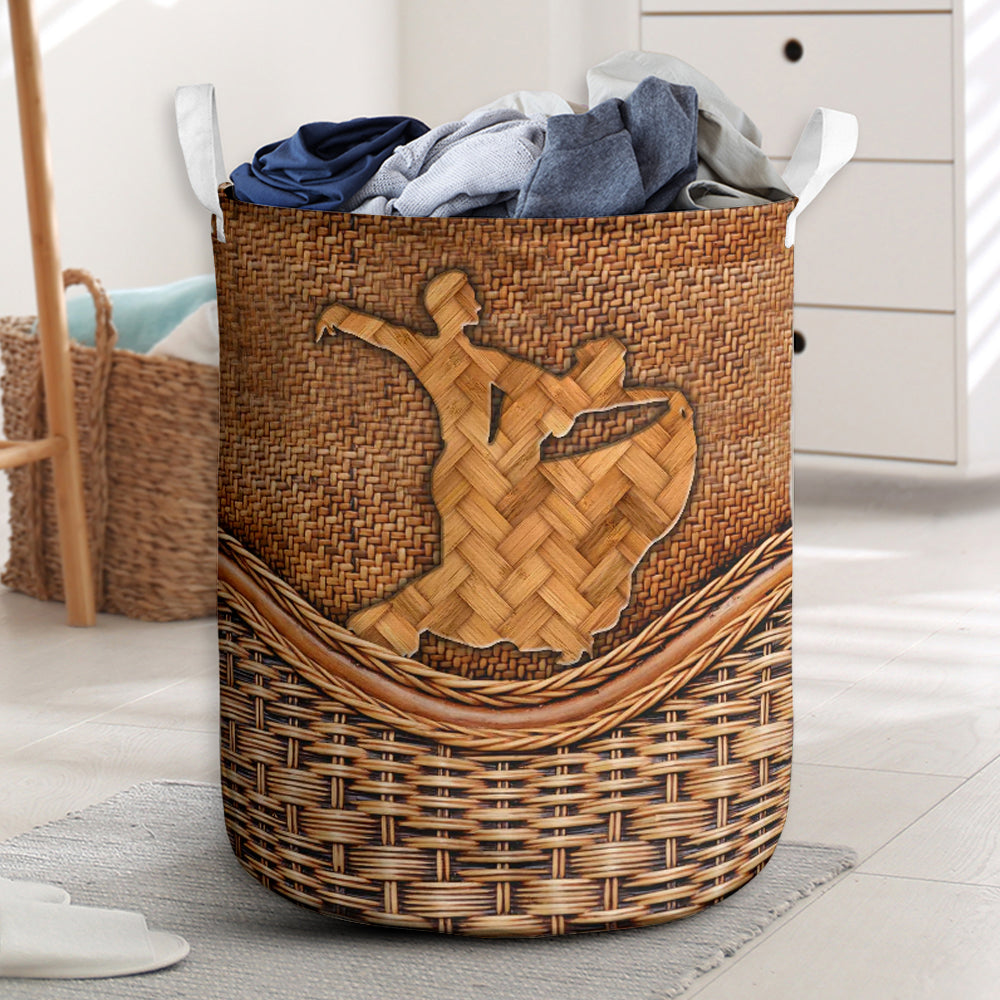 Ballroom Dance Rattan Texture Laundry Basket For Room Home Organizer