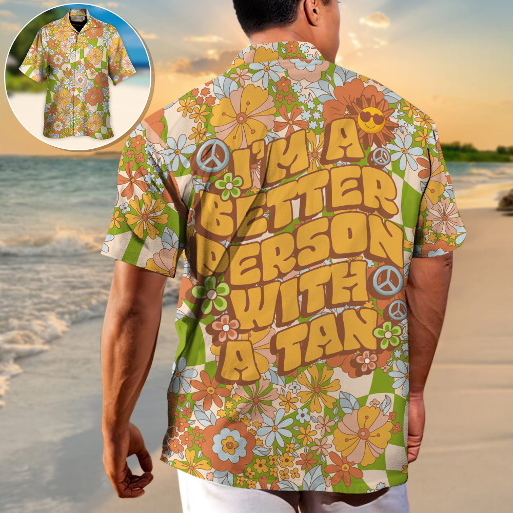 Beach I'M Tan Hawaiian Shirt For Island Vacations, Resort Wear, And Relaxed Seasonal Style