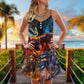 Cute Dog Cartoon Winter Style V-Neck Sleeveless Cami Dress For Festivals Travel And Relaxed Casual Summer Wear
