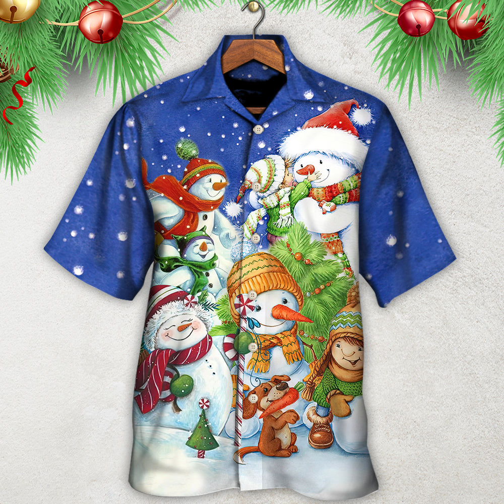 Festive Christmas Snowman Hawaiian Shirt Relaxed Style View For Weekend Trips
