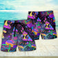 Hippie Mushroom Free Spirit Beach Shorts Pattern Detail For Sunny Outdoor Activities