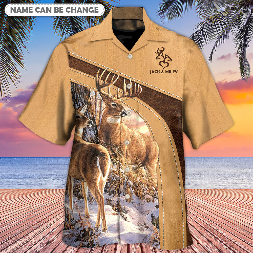 Rustic Old Buck Sweet Doe Personalized Hawaiian Shirt Design View For Casual Summer Styling