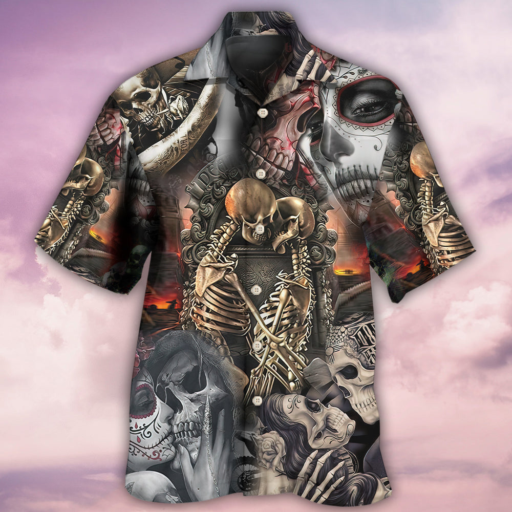 Skull Marrying Perfect Wife Hawaiian Shirt For Summer Vacation And Beach Travel