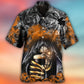 Dark Orange Skull Drinking Smoke Lighting Hawaiian Shirt Design Detail For Sunny Adventures And Casual Wear