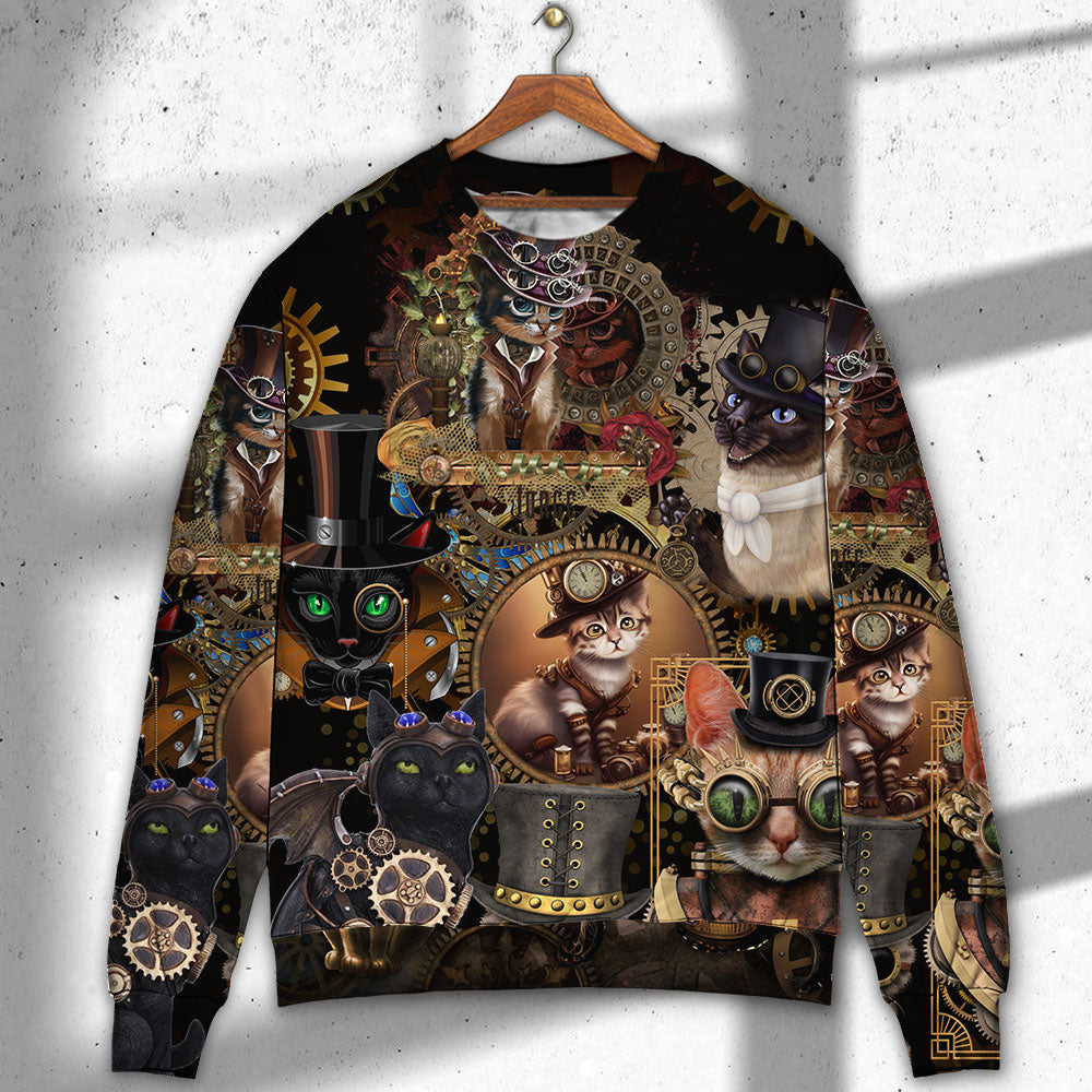 Steampunk Cat Calm Mechanical Sweater For Casual Styling Weekend Outings And Creative Gift Giving